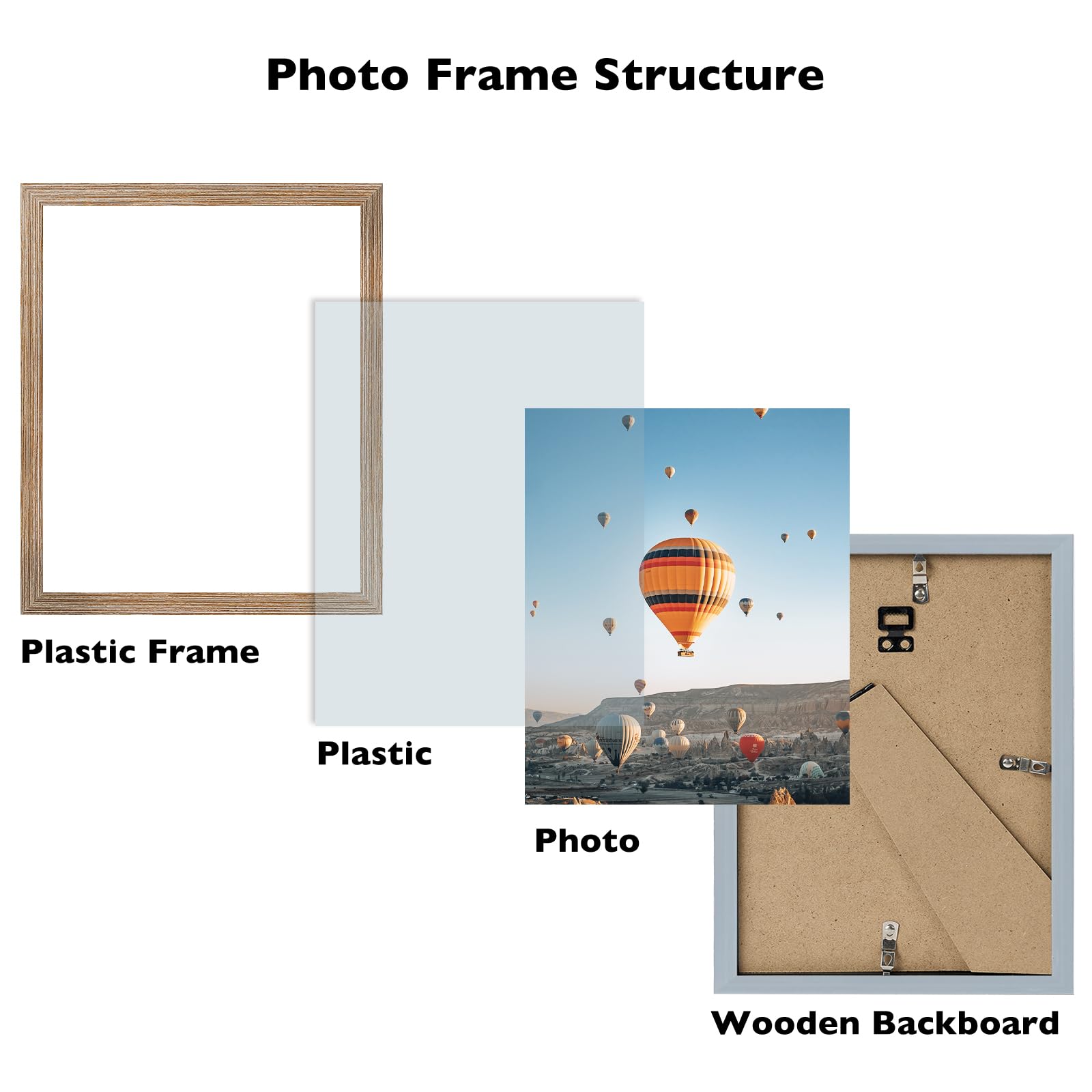 JCJMY 9x10 Picture Frame Rustic Brown for Wall Hanging or Tabletop, Wall Mounting Horizontally or Vertically, 9 x 10 Wall Galler